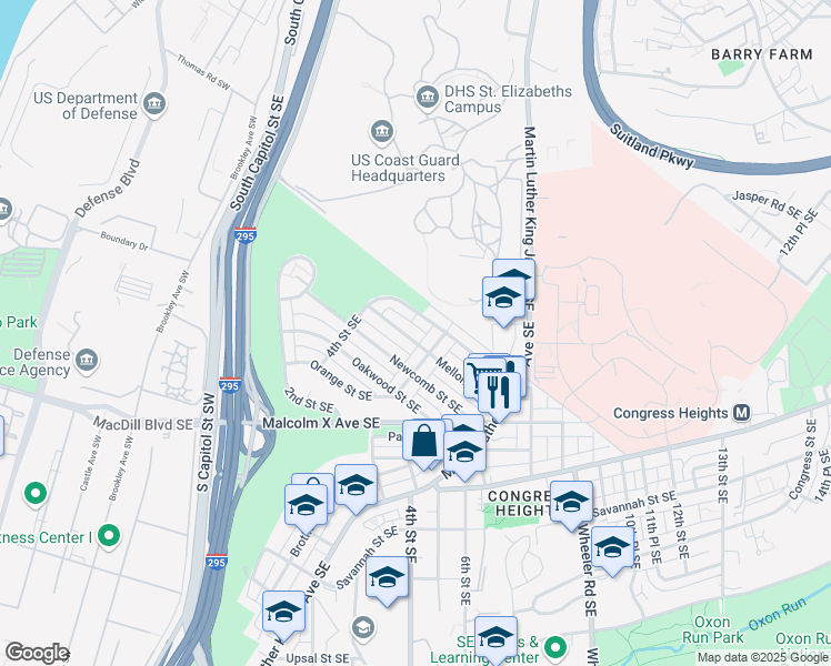map of restaurants, bars, coffee shops, grocery stores, and more near 101 Independence Avenue Southeast in Washington