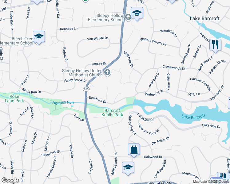 map of restaurants, bars, coffee shops, grocery stores, and more near 3516 Highview Place in Falls Church