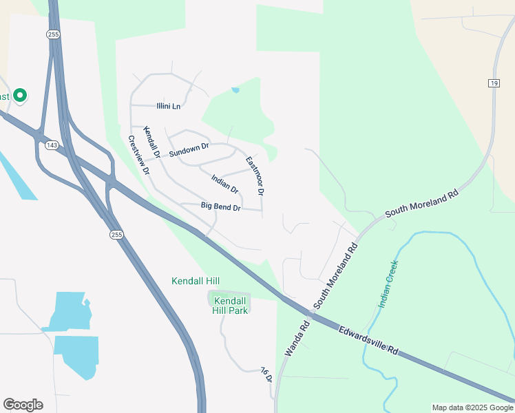 map of restaurants, bars, coffee shops, grocery stores, and more near 102 Big Bend Drive in Wood River