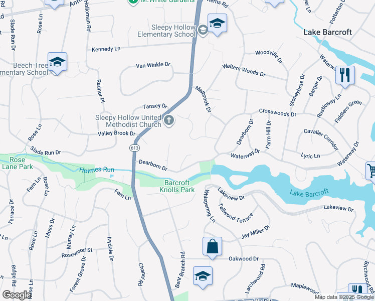 map of restaurants, bars, coffee shops, grocery stores, and more near 3514 Highview Place in Falls Church