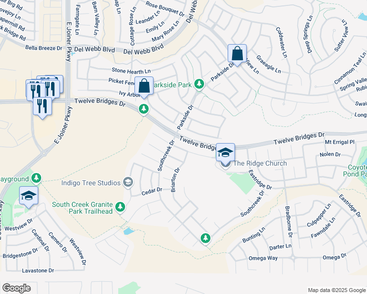 map of restaurants, bars, coffee shops, grocery stores, and more near 1508 Arroyo Madrone Lane in Lincoln