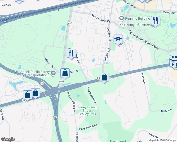 map of restaurants, bars, coffee shops, grocery stores, and more near 4783 Thornbury Drive in Fairfax
