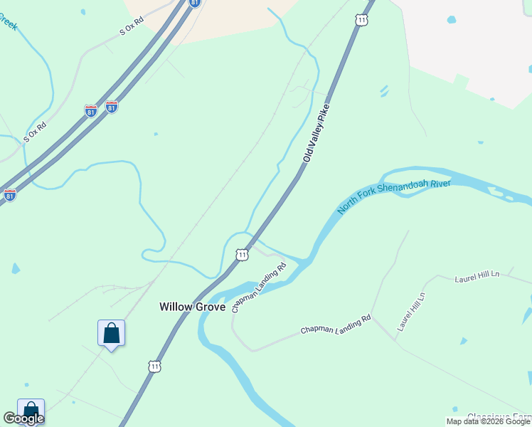 map of restaurants, bars, coffee shops, grocery stores, and more near 18127 Old Valley Pike in Edinburg