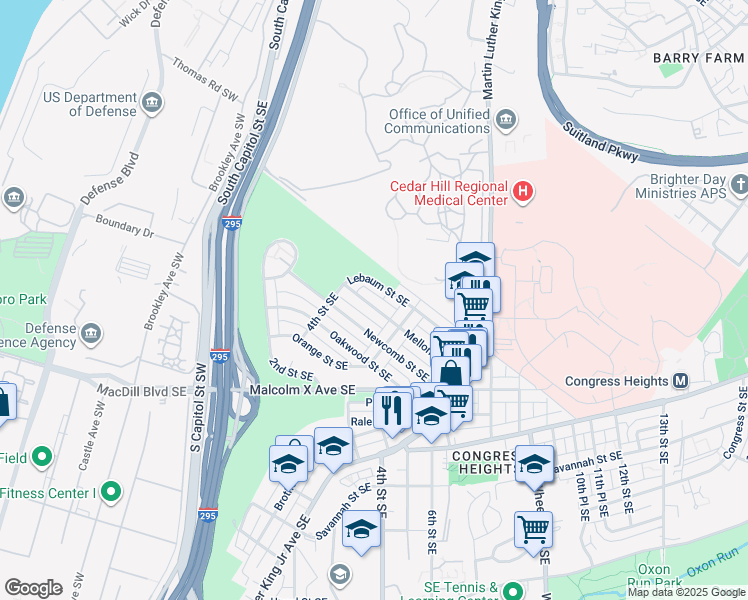 map of restaurants, bars, coffee shops, grocery stores, and more near 101 Independence Avenue Southeast in Washington