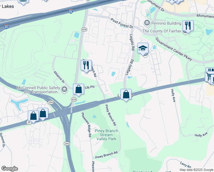 map of restaurants, bars, coffee shops, grocery stores, and more near 4779 Thornbury Drive in Fairfax