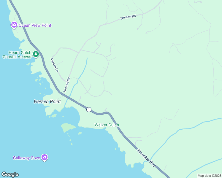map of restaurants, bars, coffee shops, grocery stores, and more near 46561 Iversen Rd in Mendocino