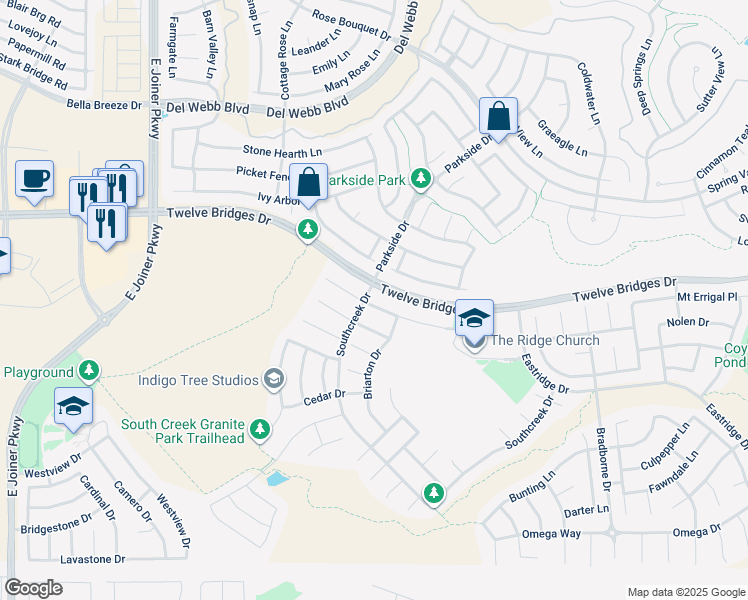 map of restaurants, bars, coffee shops, grocery stores, and more near 1508 Arroyo Madrone Lane in Lincoln
