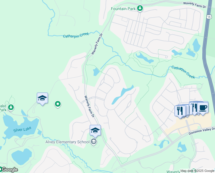 map of restaurants, bars, coffee shops, grocery stores, and more near 5224 Addlerfield Way in Haymarket