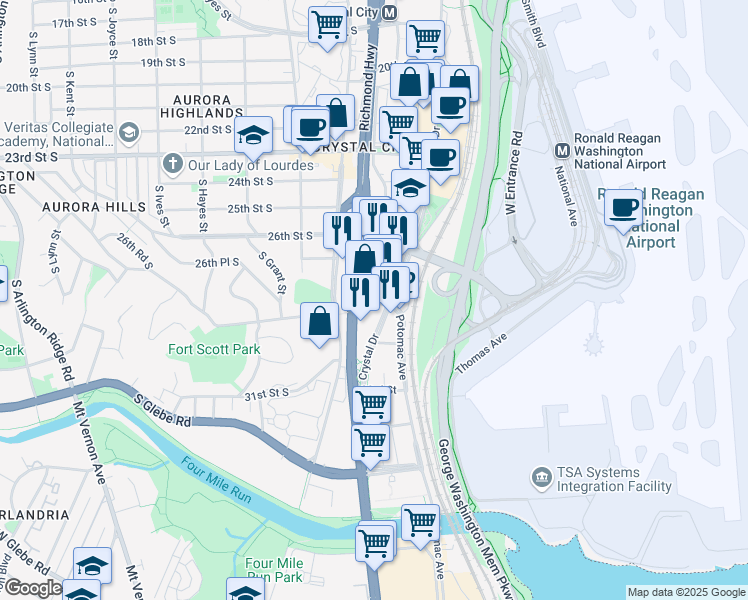 map of restaurants, bars, coffee shops, grocery stores, and more near 101 Independence Avenue Southeast in Washington