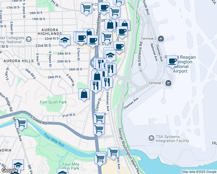 map of restaurants, bars, coffee shops, grocery stores, and more near 101 Independence Avenue Southeast in Washington