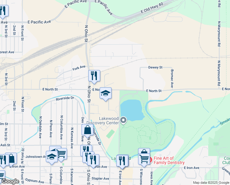 map of restaurants, bars, coffee shops, grocery stores, and more near 1310 East North Street in Salina