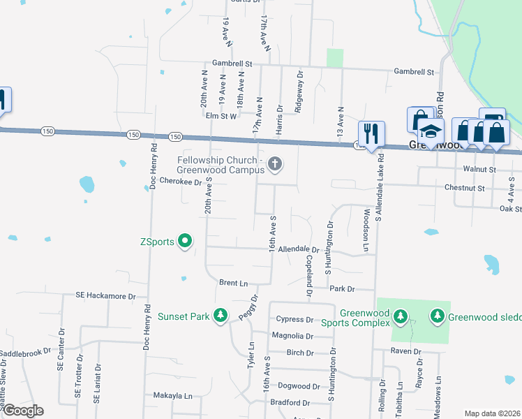 map of restaurants, bars, coffee shops, grocery stores, and more near 407 17th Avenue North in Greenwood