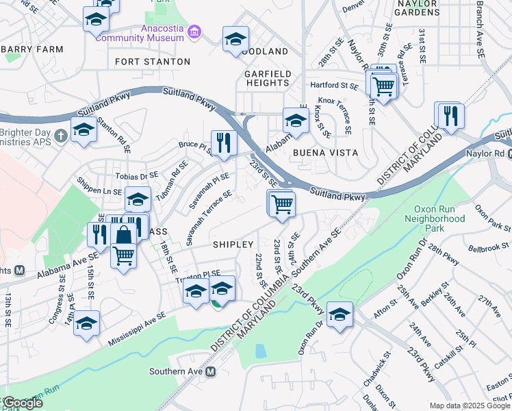 map of restaurants, bars, coffee shops, grocery stores, and more near 2116 Ridgecrest Court Southeast in Washington