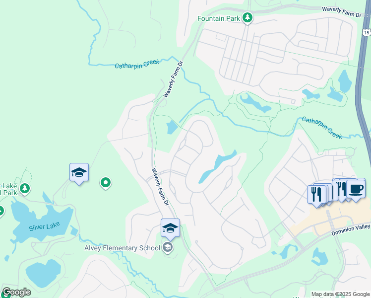 map of restaurants, bars, coffee shops, grocery stores, and more near 5216 Addlerfield Way in Haymarket