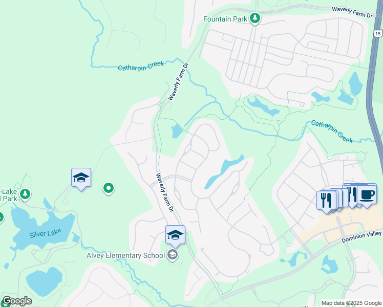 map of restaurants, bars, coffee shops, grocery stores, and more near 5216 Addlerfield Way in Haymarket