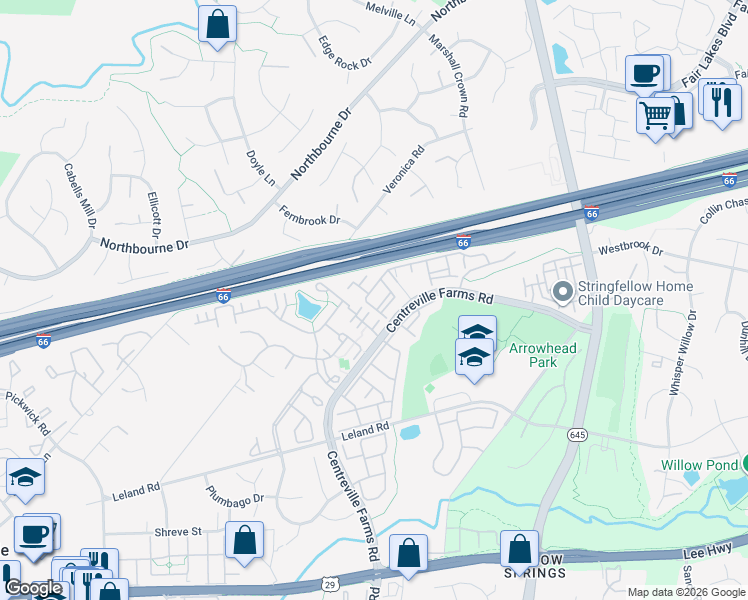 map of restaurants, bars, coffee shops, grocery stores, and more near 13397 Connor Drive in Centreville
