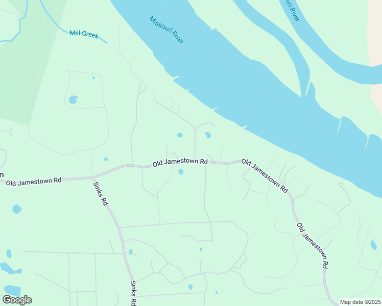 map of restaurants, bars, coffee shops, grocery stores, and more near 17250 Old Jamestown Road in Florissant