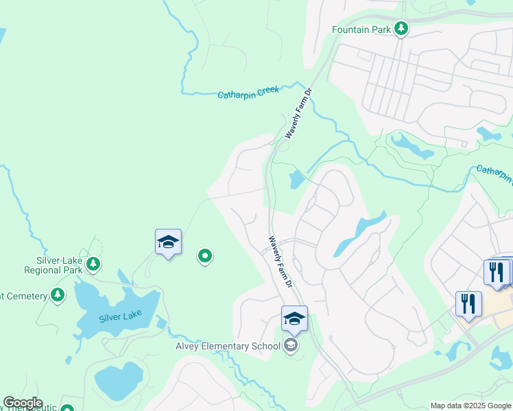 map of restaurants, bars, coffee shops, grocery stores, and more near 15722 Ryder Court in Haymarket