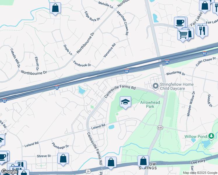map of restaurants, bars, coffee shops, grocery stores, and more near 5115 Travis Edward Way in Centreville