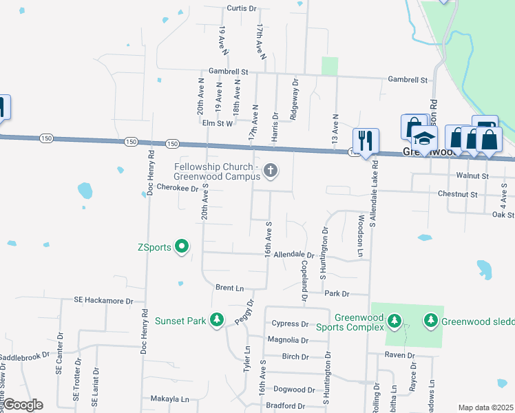map of restaurants, bars, coffee shops, grocery stores, and more near 407 17th Avenue North in Greenwood