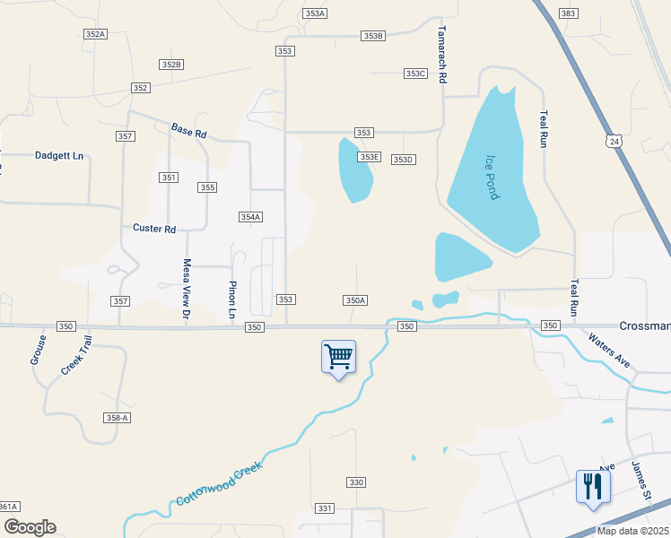 map of restaurants, bars, coffee shops, grocery stores, and more near 29652 County Road 350A in Buena Vista
