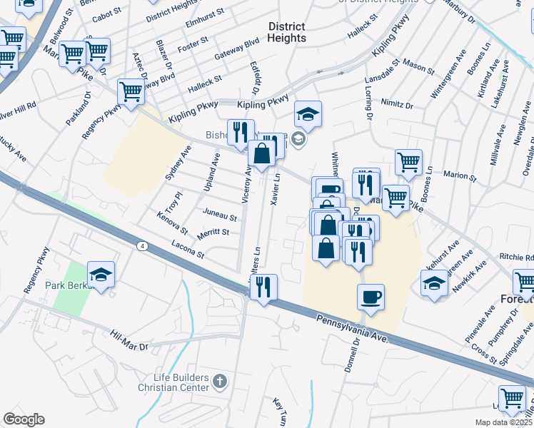 map of restaurants, bars, coffee shops, grocery stores, and more near 101 Independence Avenue Southeast in Washington