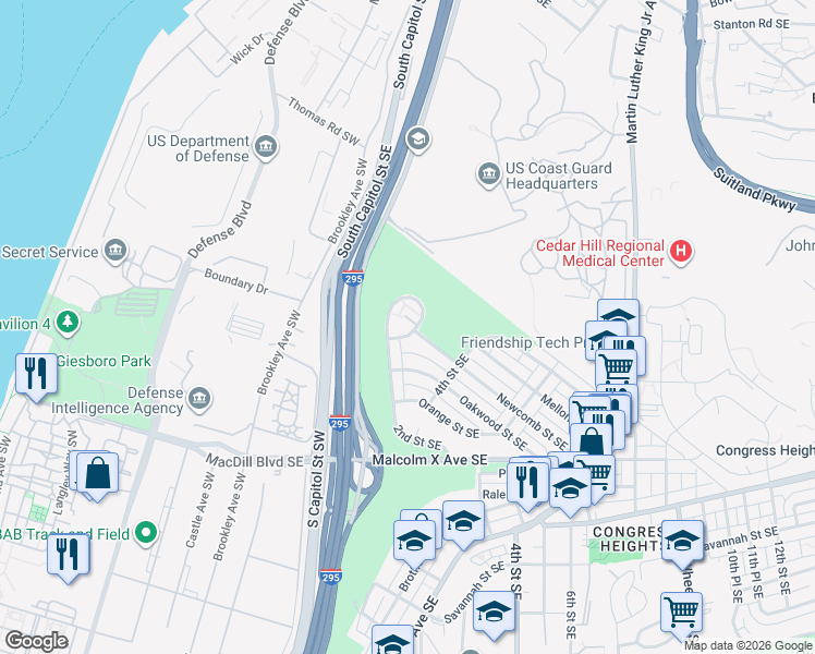 map of restaurants, bars, coffee shops, grocery stores, and more near 101 Independence Avenue Southeast in Washington