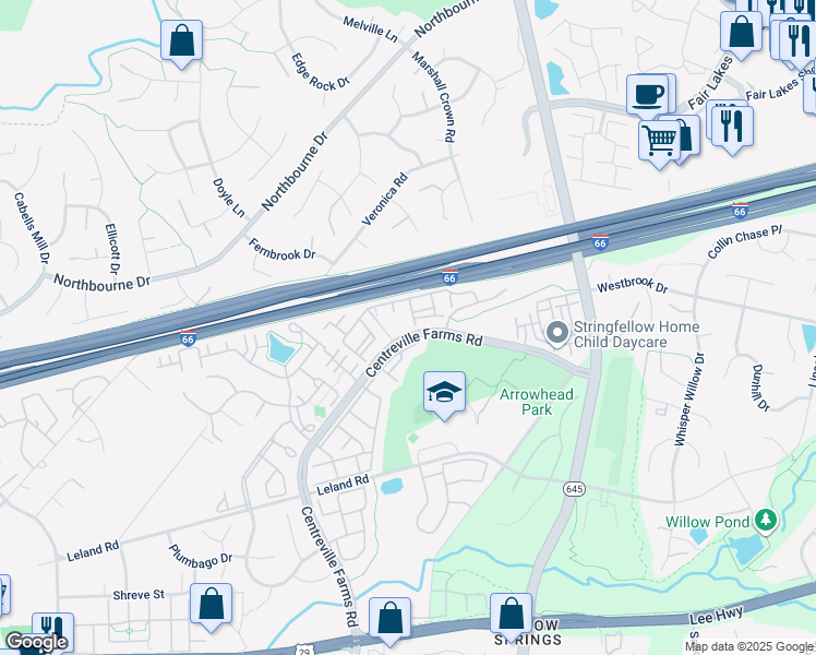map of restaurants, bars, coffee shops, grocery stores, and more near 5126 Brittney Elyse Circle in Centreville