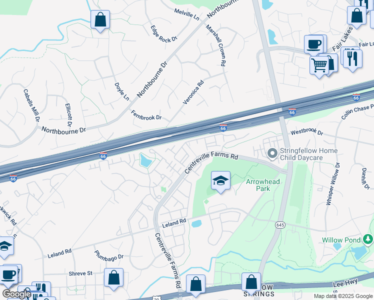 map of restaurants, bars, coffee shops, grocery stores, and more near 5107 Travis Edward Way in Centreville