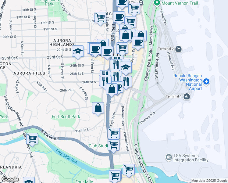 map of restaurants, bars, coffee shops, grocery stores, and more near 101 Independence Avenue Southeast in Washington