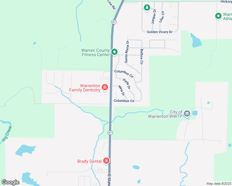 map of restaurants, bars, coffee shops, grocery stores, and more near 1106 Nina Drive in Warrenton