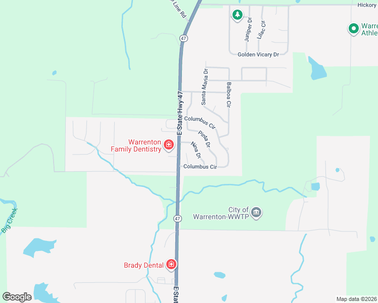 map of restaurants, bars, coffee shops, grocery stores, and more near 1106 Nina Drive in Warrenton