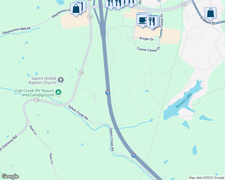 map of restaurants, bars, coffee shops, grocery stores, and more near Service Road in Walton