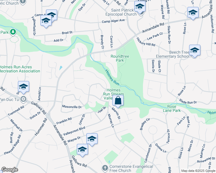 map of restaurants, bars, coffee shops, grocery stores, and more near 3437 Charleson Street in Annandale