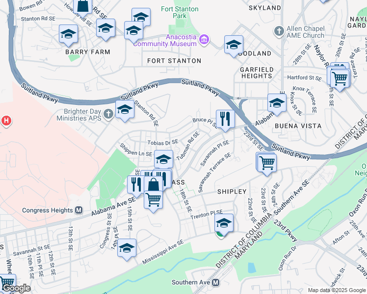 map of restaurants, bars, coffee shops, grocery stores, and more near 26 Webster Place Southeast in Washington