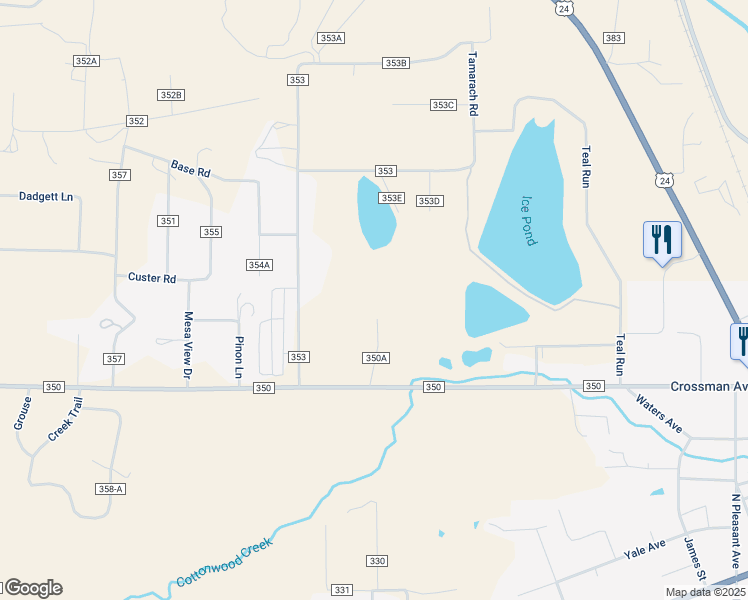 map of restaurants, bars, coffee shops, grocery stores, and more near 29652 County Road 350A in Buena Vista