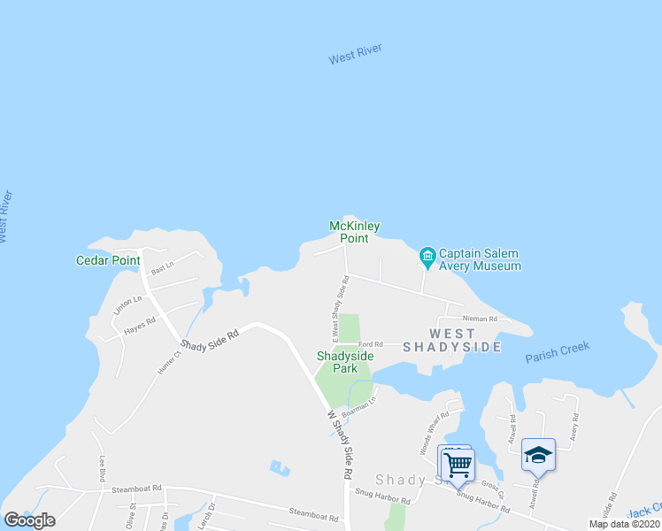 map of restaurants, bars, coffee shops, grocery stores, and more near 1379 Mc Donald Road in Shady Side