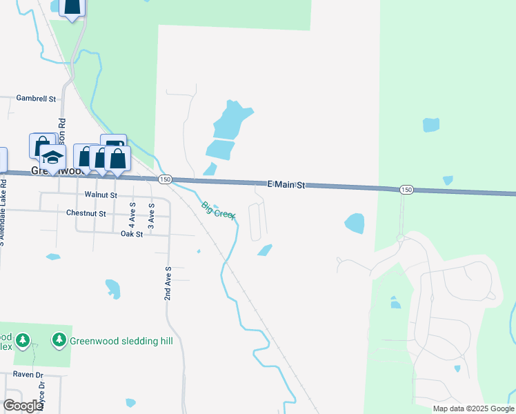 map of restaurants, bars, coffee shops, grocery stores, and more near Court Drive in Greenwood