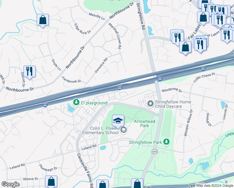 map of restaurants, bars, coffee shops, grocery stores, and more near 13347 Connor Drive in Centreville