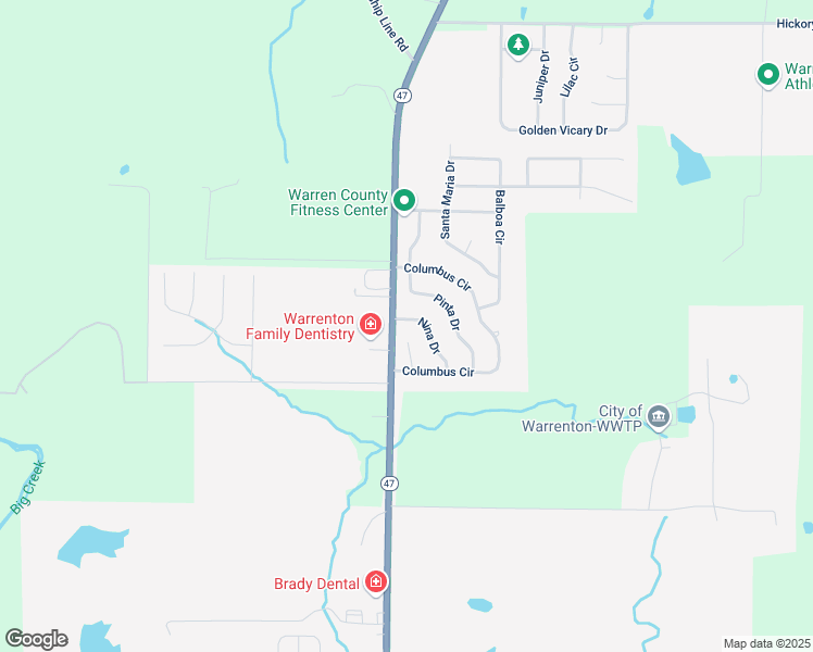 map of restaurants, bars, coffee shops, grocery stores, and more near 1106 Nina Drive in Warrenton