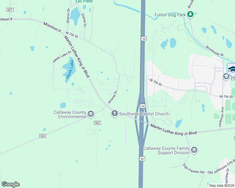 map of restaurants, bars, coffee shops, grocery stores, and more near 618 Airway Drive in Fulton