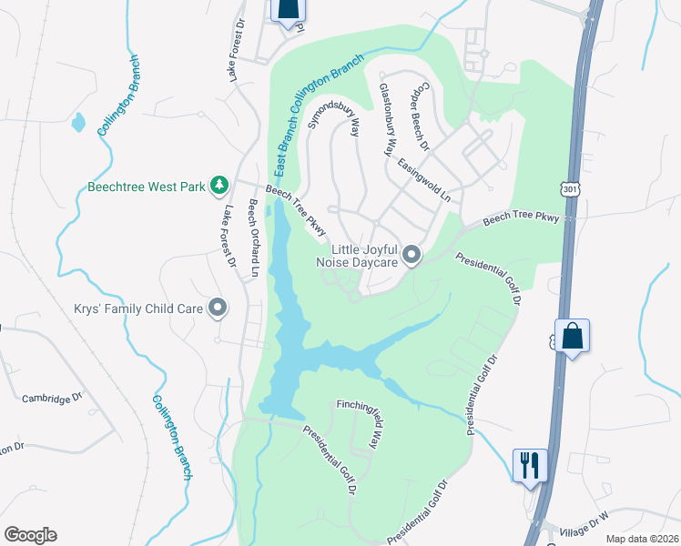 map of restaurants, bars, coffee shops, grocery stores, and more near 15501 Newtonmore Lane in Upper Marlboro