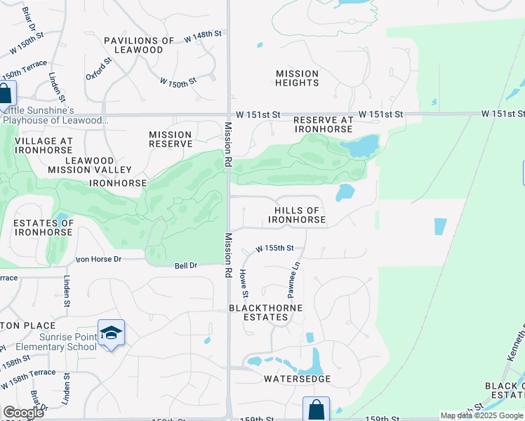 map of restaurants, bars, coffee shops, grocery stores, and more near 3716 West 154th Street in Overland Park