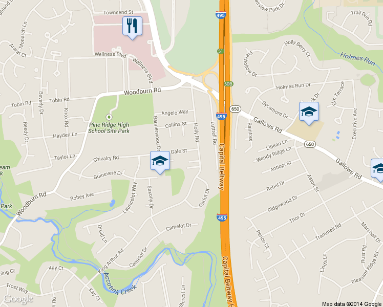 map of restaurants, bars, coffee shops, grocery stores, and more near 8103 Gale Street in Annandale