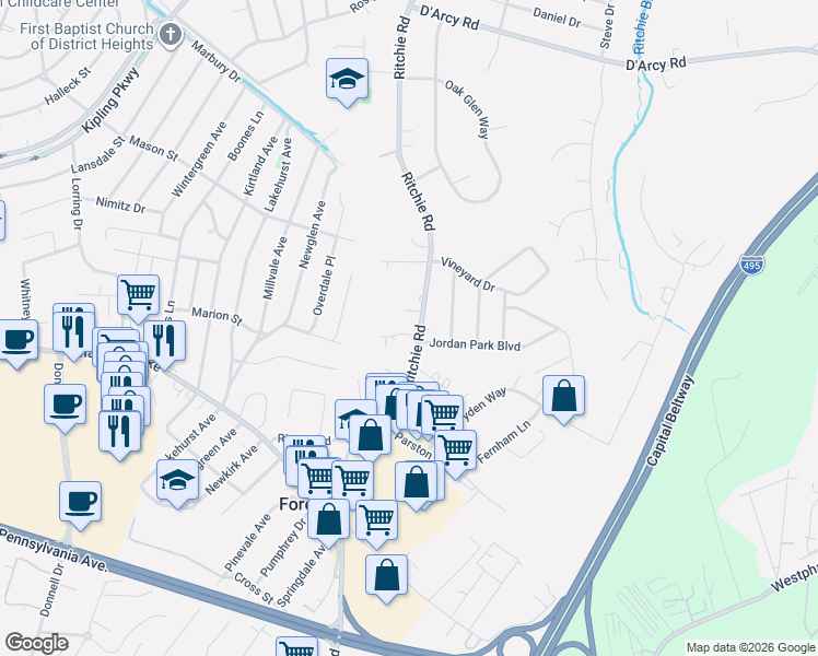 map of restaurants, bars, coffee shops, grocery stores, and more near 101 Independence Avenue Southeast in Washington