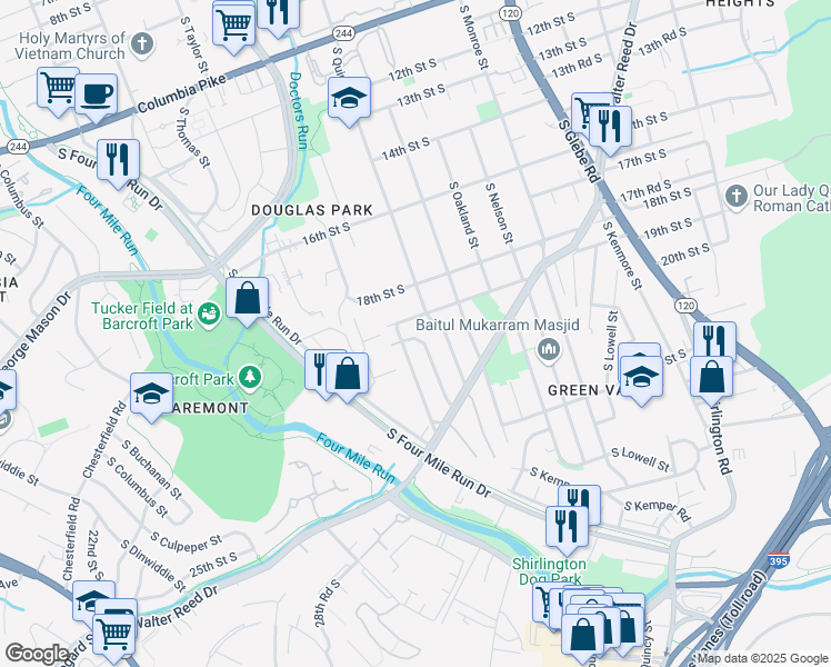 map of restaurants, bars, coffee shops, grocery stores, and more near 101 Independence Avenue Southeast in Washington