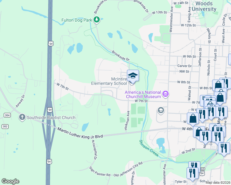 map of restaurants, bars, coffee shops, grocery stores, and more near 707 Hollyhock Drive in Fulton