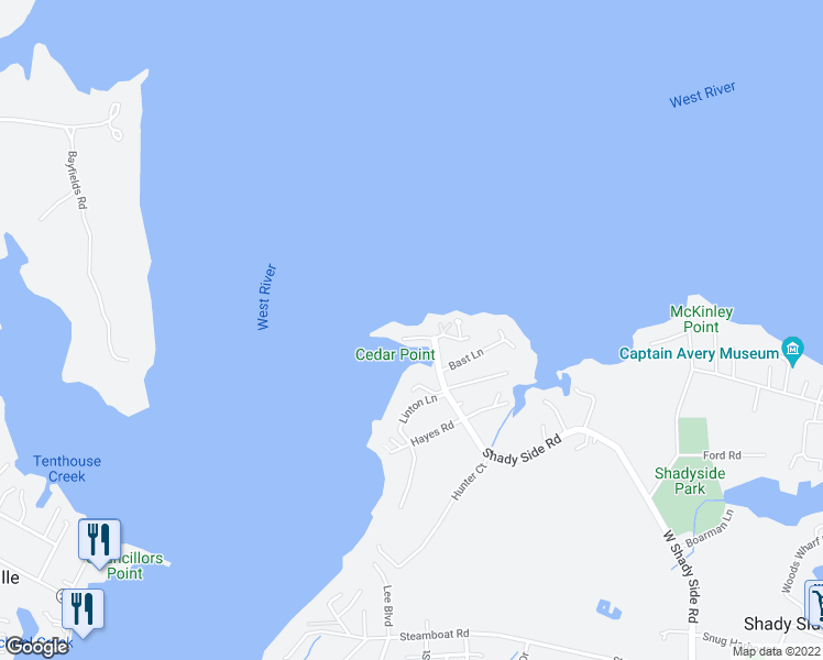 map of restaurants, bars, coffee shops, grocery stores, and more near 1208 Griner Lane in Shady Side