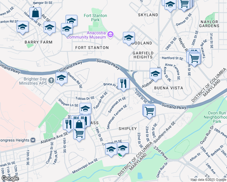 map of restaurants, bars, coffee shops, grocery stores, and more near 101 Independence Avenue Southeast in Washington