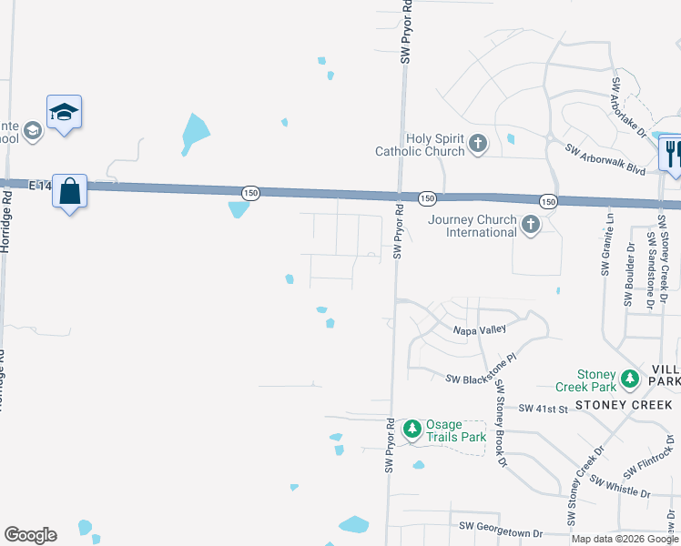 map of restaurants, bars, coffee shops, grocery stores, and more near 3902 Southwest Pryor Road in Lee's Summit